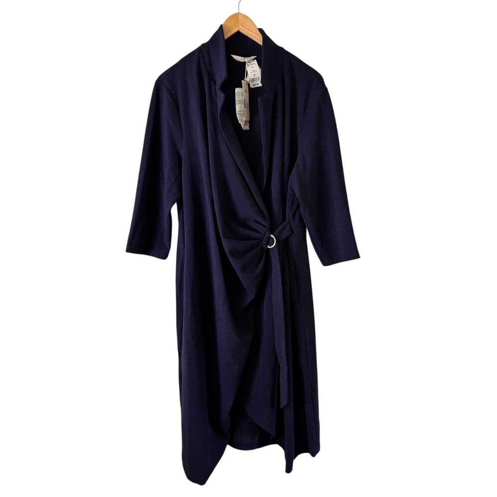 Agnes Orinda Wrap Dress‎ Tie Front 3/4 Sleeve Career Casual BRT Blue 2X - Picture 7 of 9
